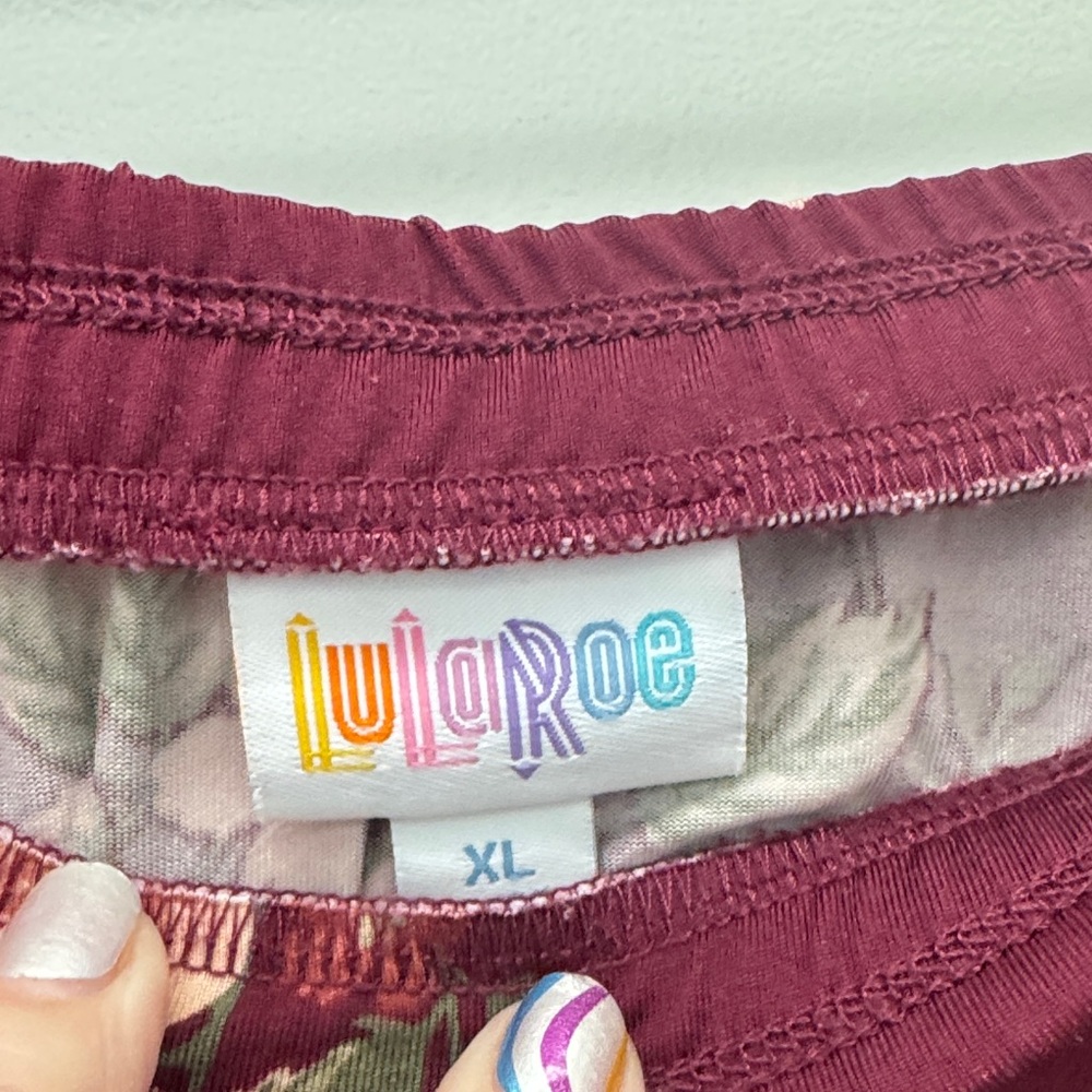 LuLaRoe Burgundy Floral Maxi Skirt - Picture 2 of 3